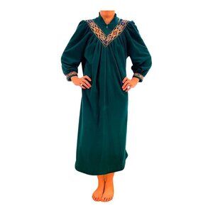 Vanity Fair Vintage Kaftan House Dress Robe Maxi Ladies MED Petite Velour